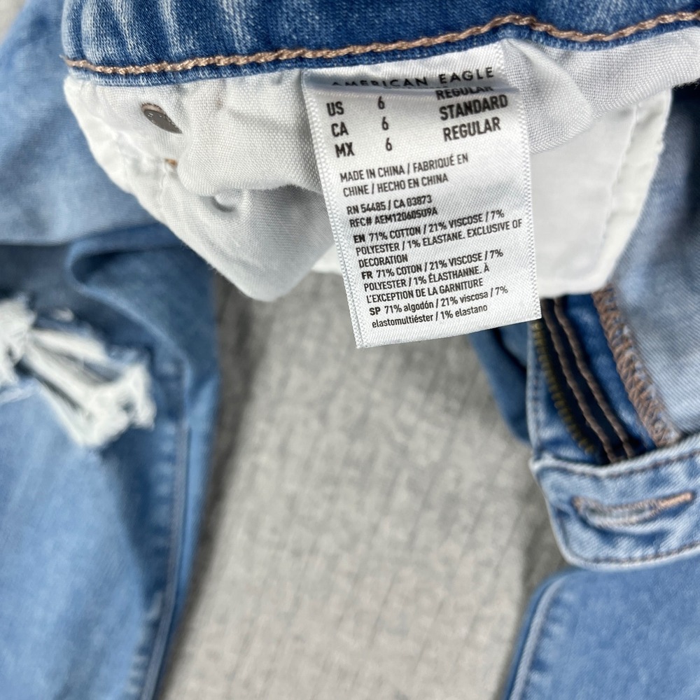 American Eagle Bootcut Flare Jeans Women 6/26x30 Blue Hi-Rise Distressed Raw Hem - Picture 4 of 13